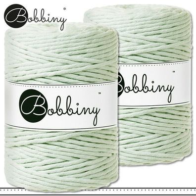 Bobbiny 2 x 100 m Makramee-Kordel 5 mm | Milky Green | Hobby Basteln Premium