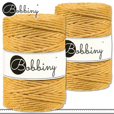 Bobbiny 2 x 100 m Makramee-Kordel 5 mm | Mustard | Hobby Basteln Premium