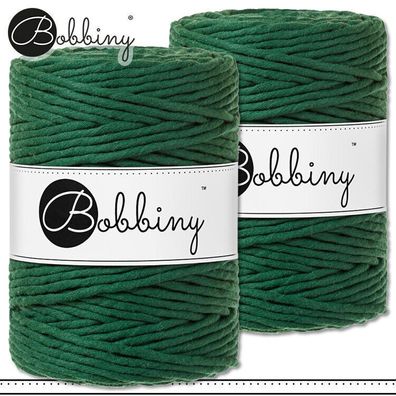 Bobbiny 2 x 100 m Makramee-Kordel 5 mm | Pine Green | Hobby Basteln Premium