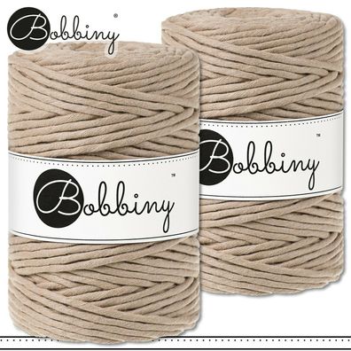 Bobbiny 2 x 100 m Makramee-Kordel 5 mm | Sand | Hobby Basteln Premium