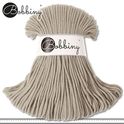 Bobbiny 100 m Flechtkordel 3 mm | Beige | Basteln Baumwolle Hobby Premium