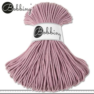 Bobbiny 100 m Flechtkordel 3 mm | Dusty Pink | Basteln Baumwolle Hobby Premium