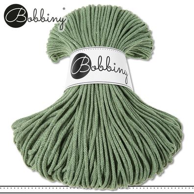 Bobbiny 100 m Flechtkordel 3 mm | Eucalyptus Green | Basteln Baumwolle Premium