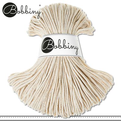 Bobbiny 100 m Flechtkordel 3 mm | Golden Natural | Basteln Baumwolle Premium