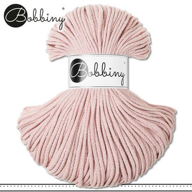 Bobbiny 100 m Flechtkordel 3 mm | Pastel Pink | Basteln Baumwolle Hobby Premium