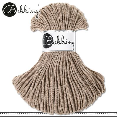 Bobbiny 100 m Flechtkordel 3 mm | Sand | Basteln Baumwolle Hobby Premium