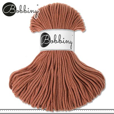 Bobbiny 100 m Flechtkordel 3 mm | Terracotta | Basteln Baumwolle Hobby Premium