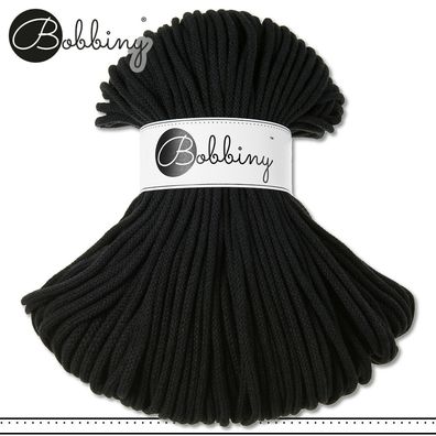 Bobbiny 100 m Flechtkordel 5 mm | Black | Basteln Baumwolle Hobby Premium