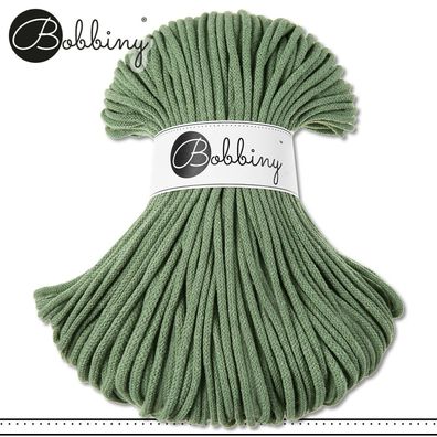 Bobbiny 100 m Flechtkordel 5 mm | Eucalyptus Green | Basteln Baumwolle Premium