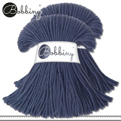 Bobbiny 2 x 100 m Flechtkordel 3 mm | Jeans | Basteln Baumwolle Hobby Premium