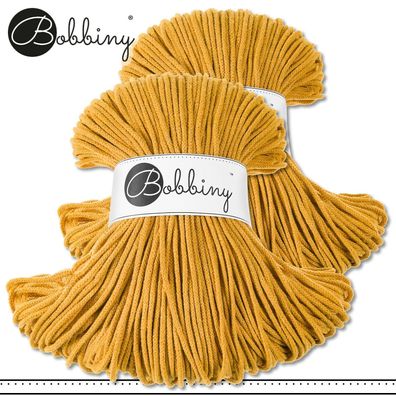 Bobbiny 2 x 100 m Flechtkordel 3 mm | Mustard | Basteln Baumwolle Hobby Premium