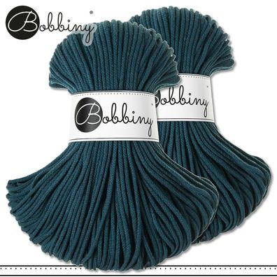 Bobbiny 2 x 100 m Flechtkordel 3 mm | Peacock Blue | Basteln Baumwolle Premium