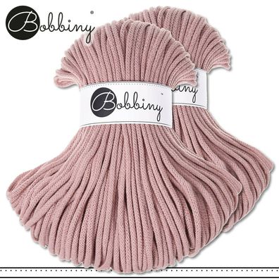 Bobbiny 2 x 100 m Flechtkordel 5 mm | Blush | Basteln Baumwolle Hobby Premium