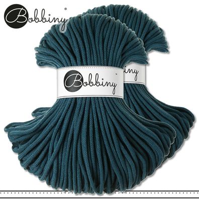 Bobbiny 2 x 100 m Flechtkordel 5 mm | Peacock Blue | Basteln Baumwolle Premium