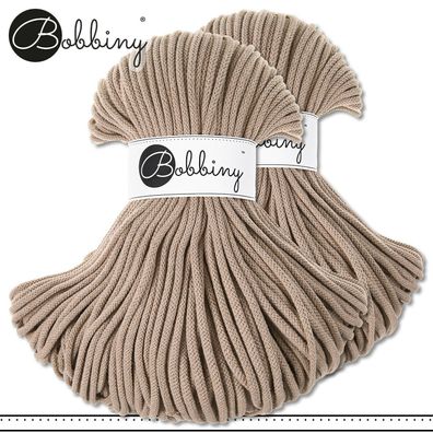 Bobbiny 2 x 100 m Flechtkordel 5 mm | Sand | Basteln Baumwolle Hobby Premium