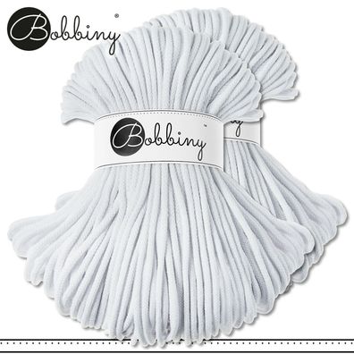 Bobbiny 2 x 100 m Flechtkordel 5 mm | White | Basteln Baumwolle Hobby Premium