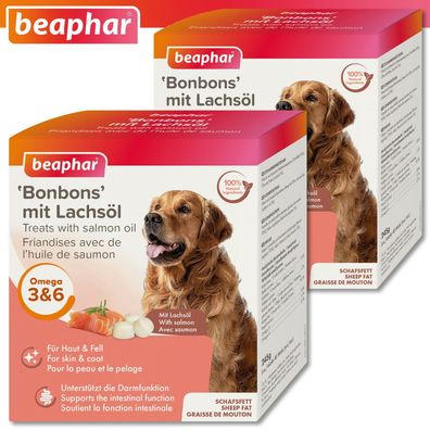 Beaphar 2 x 245 g 'Bonbons' mit Lachsöl Hundeleckerli