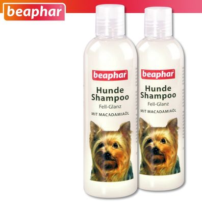 Beaphar 2 x 250 ml Hunde Shampoo Fell-Glanz mit Macadamialöl