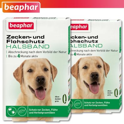 Beaphar 2 x Zecken- und Flohschutz Halsband für Hunde | 65 cm | 4 Monate wirksam
