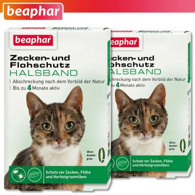 Beaphar 2 x Zecken- und Flohschutz Halsband für Katzen | 35cm | 4 Monate wirksam