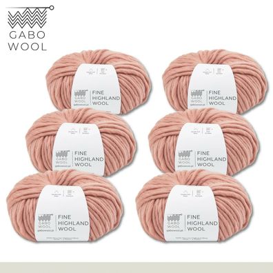Gabo Wool 6 x 100 g Highland Wool peruanische Hochlandwolle Altrosa (RJ8384)