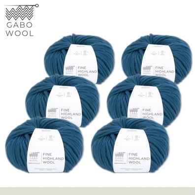 Gabo Wool 6 x 100 g Highland Wool peruanische Hochlandwolle Blau (2396) Exklusiv