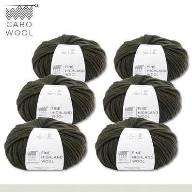 Gabo Wool 6 x 100 g Highland Wool peruanische Hochlandwolle Dunkelbraun (VR1943)