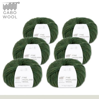 Gabo Wool 6 x 100 g Highland Wool peruanische Hochlandwolle Dunkelgrün (287)