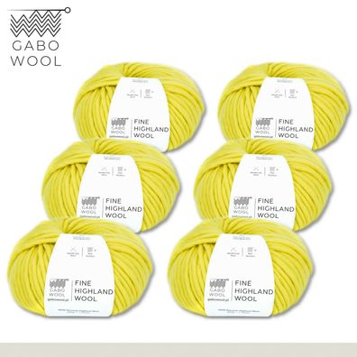Gabo Wool 6 x 100 g Highland Wool peruanische Hochlandwolle Gelb (2224) Exklusiv