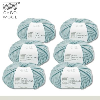 Gabo Wool 6 x 100 g Highland Wool peruanische Hochlandwolle Hellblau (AZ8726)