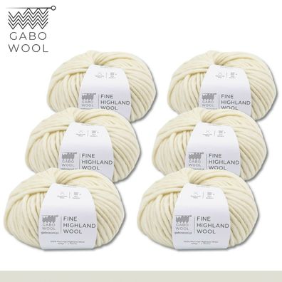 Gabo Wool 6 x 100 g Highland Wool peruanische Hochlandwolle Weiß (100) Exklusiv
