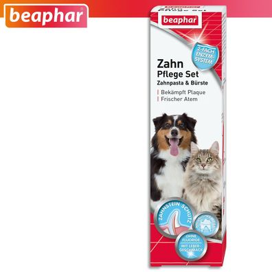 Beaphar Zahn-Pflege-Set: Zahnpasta + Zahnbürste für Hund und Katze