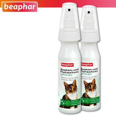 Beaphar 2 x 150 ml Zecken- und Flohschutz Spray für Katzen