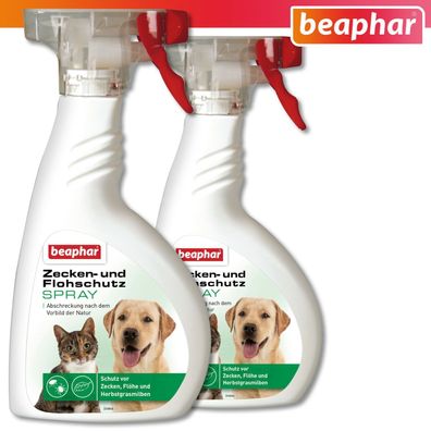 Beaphar 2 x 400 ml Zecken- und Flohschutz Spray für Hunde und Katzen