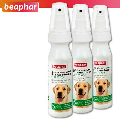 Beaphar 3 x 150 ml Zecken- und Flohschutz Spray für Hunde