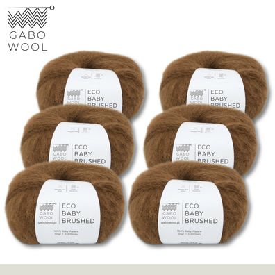Gabo Wool 6 x 50 g Eco Baby Brushed 100% Baby Alpaka Gebürstet Braun (FTE1301)