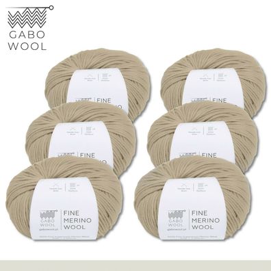 Gabo Wool 6 x 50 g Fine Merino Wool Feine Merino Wolle Beige (3402)