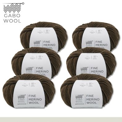 Gabo Wool 6 x 50 g Fine Merino Wool Feine Merino Wolle Braun (AM3249)