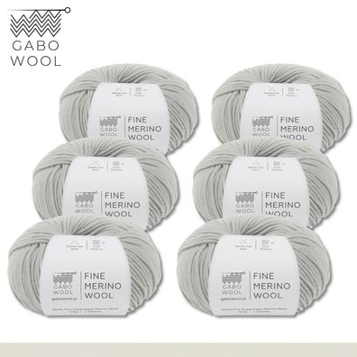 Gabo Wool 6 x 50 g Fine Merino Wool Feine Merino Wolle Grau (GR4112)