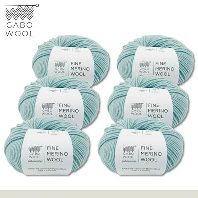 Gabo Wool 6 x 50 g Fine Merino Wool Feine Merino Wolle Hellblau (AZ8726)