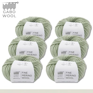 Gabo Wool 6 x 50 g Fine Merino Wool Feine Merino Wolle Hellgrün (VR8562)