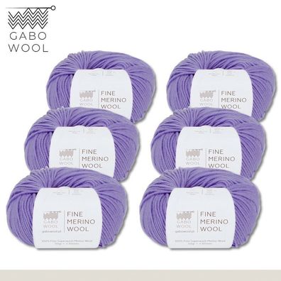 Gabo Wool 6 x 50 g Fine Merino Wool Feine Merino Wolle Lila (3818)