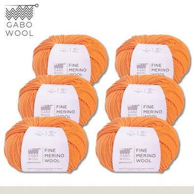 Gabo Wool 6 x 50 g Fine Merino Wool Feine Merino Wolle Orange (3928)