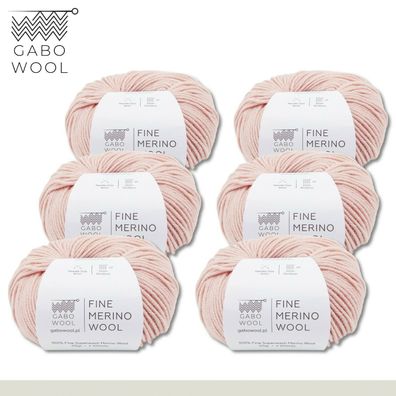Gabo Wool 6 x 50 g Fine Merino Wool Feine Merino Wolle Rosa (RJ8545)