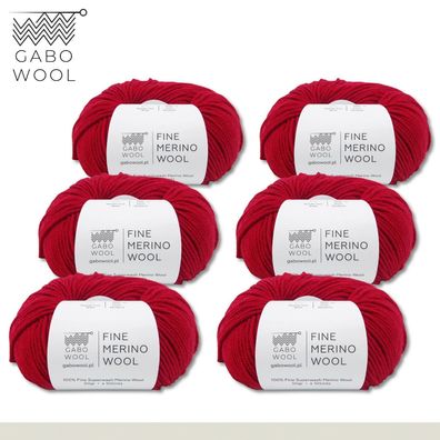 Gabo Wool 6 x 50 g Fine Merino Wool Feine Merino Wolle Rot (RJ6569)