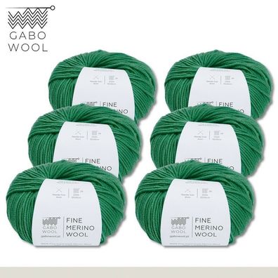 Gabo Wool 6 x 50 g Fine Merino Wool Feine Merino Wolle Smaragdgrün (3908)