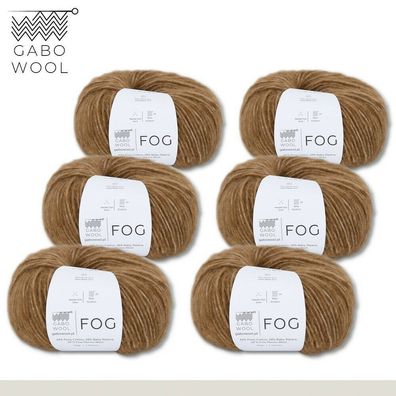 Gabo Wool 6 x 50 g Fog Wolle Braun (6121) Alpaka Merino Baumwolle Exklusiv
