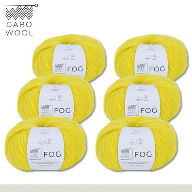 Gabo Wool 6 x 50 g Fog Wolle Gelb (6296) Alpaka Merino Baumwolle Exklusiv