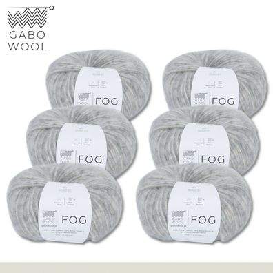 Gabo Wool 6 x 50 g Fog Wolle Grau (6546) Alpaka Merino Baumwolle Exklusiv