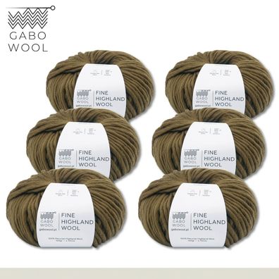 Gabo Wool 6x100 g Highland Wool peruanische Hochlandwolle Braun(AM1951) Exklusiv
